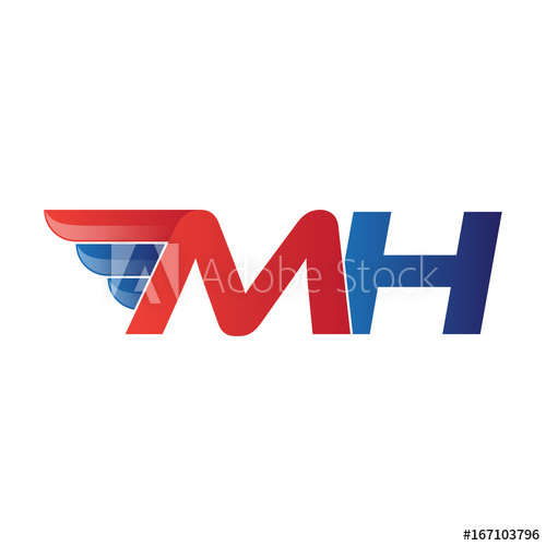 500x500 Fast Initial Letter Mh Logo Vector Wing