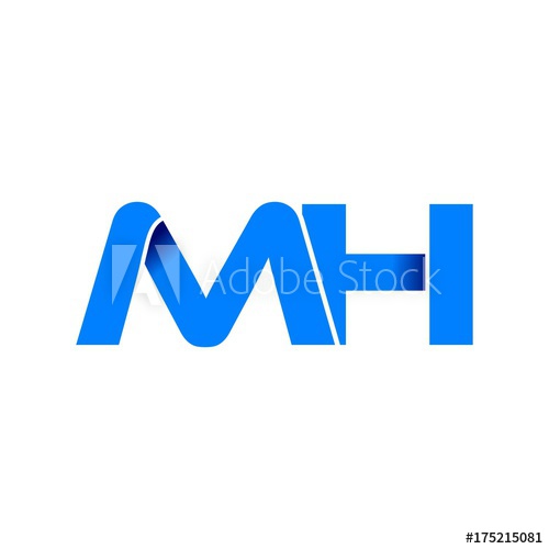 500x500 Mh Logo Initial Logo Vector Modern Blue Fold Style