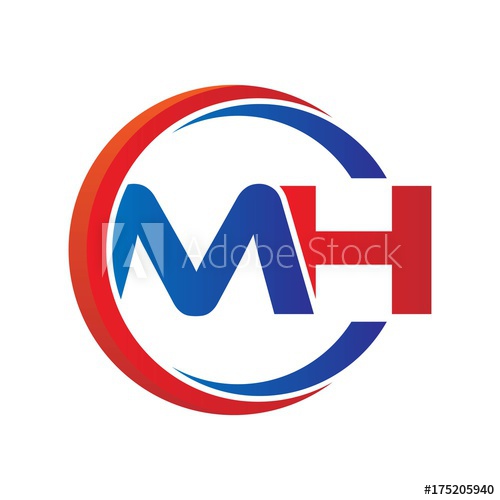 500x500 Mh Logo Vector Modern Initial Swoosh Circle Blue And Red