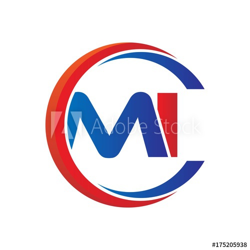 500x500 Mi Logo Vector Modern Initial Swoosh Circle Blue And Red