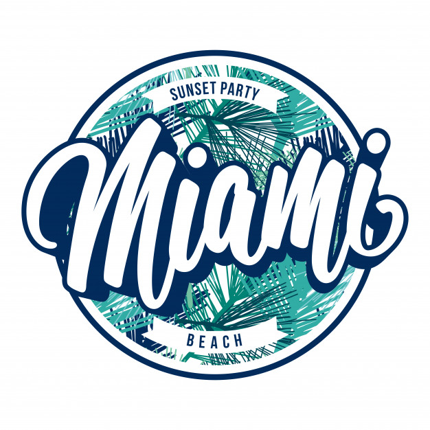 626x626 Miami Beach Badge Lettering Vector Premium Download
