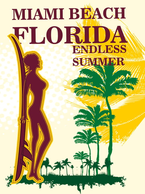 500x669 Summer Holiday Miami Beach Poster Vector Free