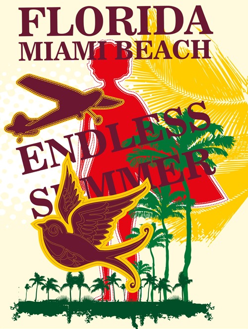 500x663 Summer Holiday Miami Beach Poster Vector Download My Free