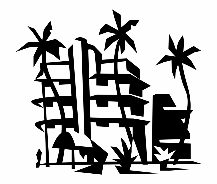 920x780 Vector Illustration Of Miami Beach Resort Hotel