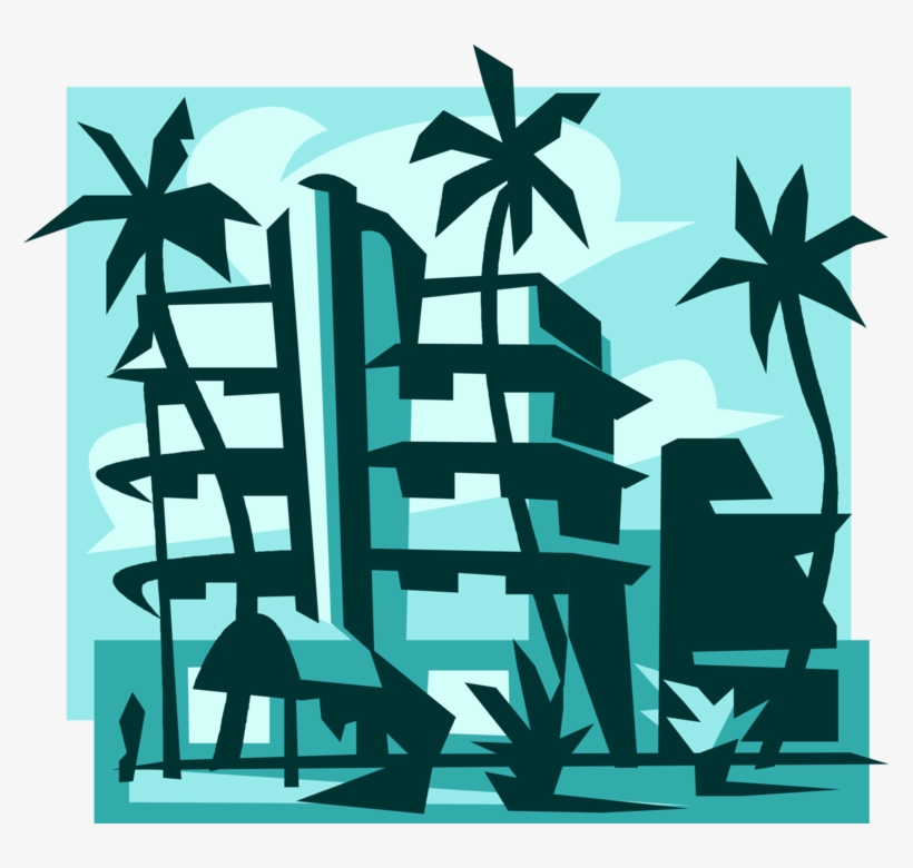 820x780 Vector Illustration Of Miami Beach Resort Hotel