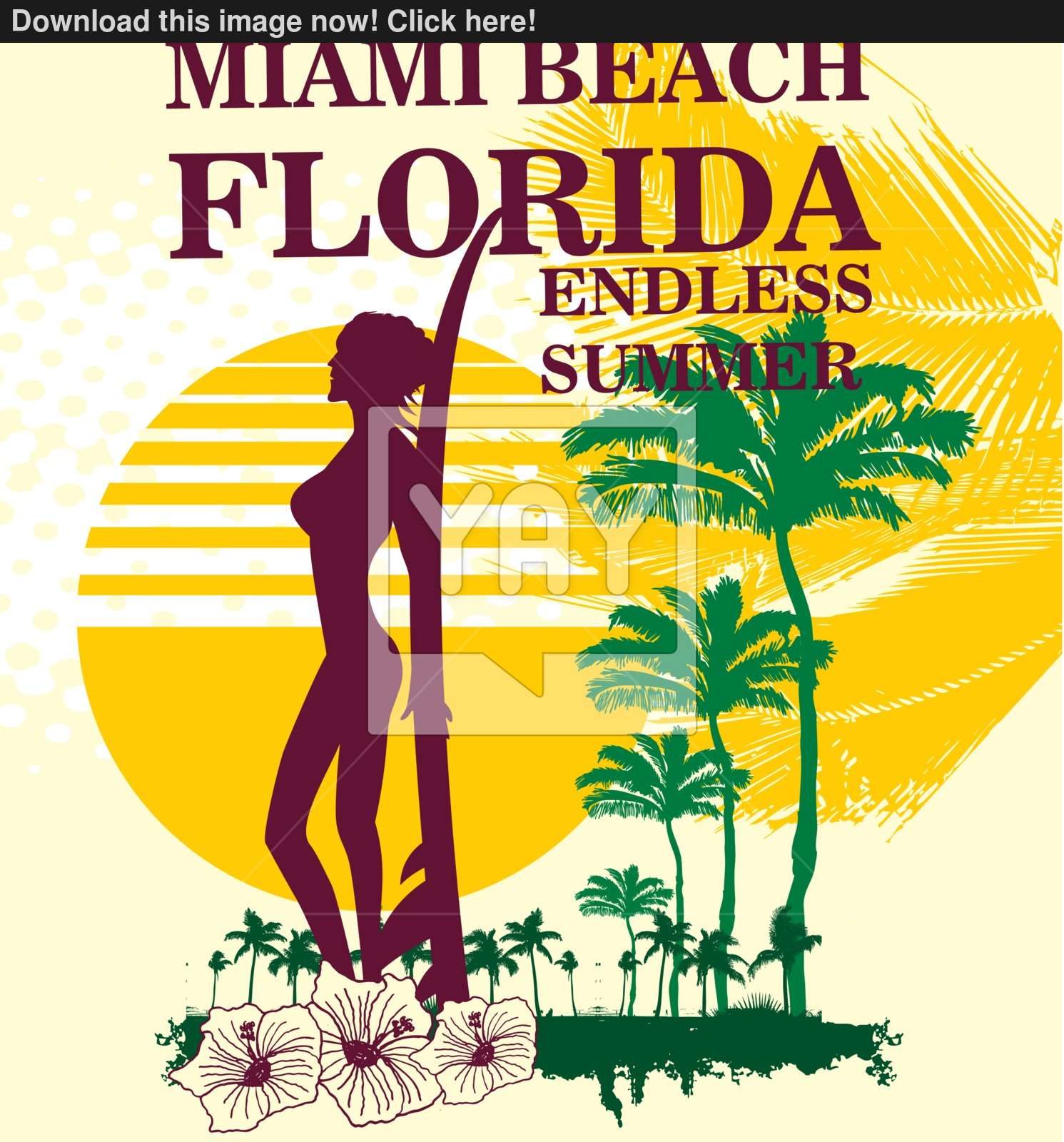 1491x1600 Endless Summer Miami Beach Vector Art Vector