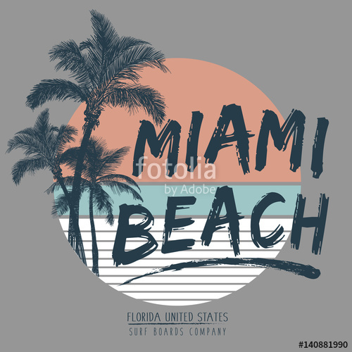 500x500 Tropical Miami Typography, T Shirt Graphics, Vectors Stock Image