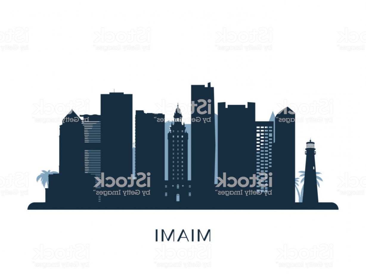 1228x921 Miami Skyline Monochrome Silhouette Vector Illustration Gm Soidergi