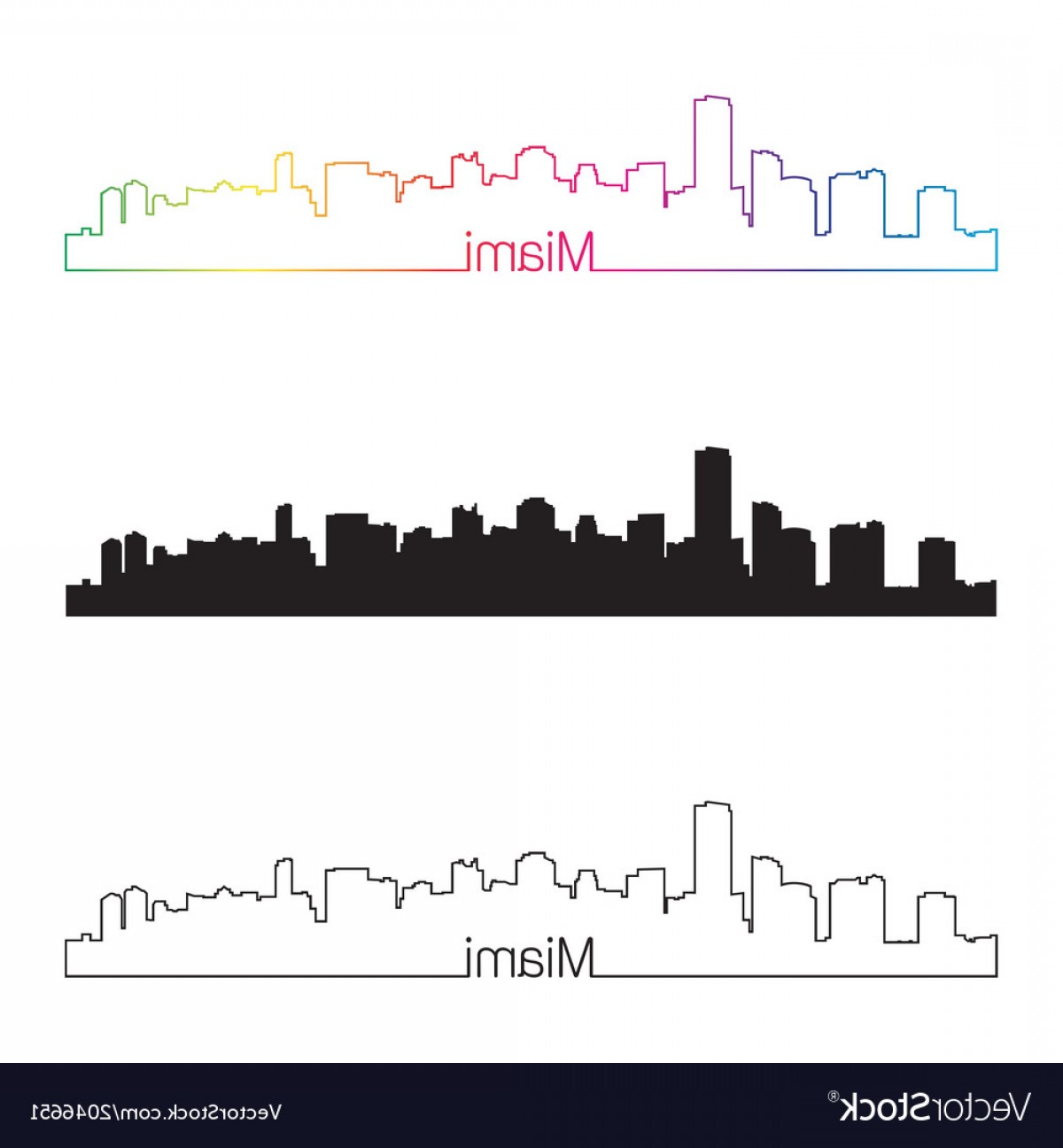 1200x1296 Miami Skyline Vector Cultracing