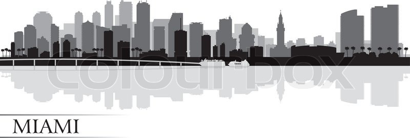 800x270 Miami City Skyline Silhouette Stock Vector Colourbox