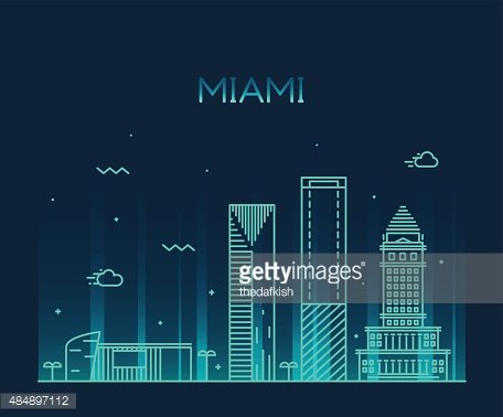 456x378 Miami Skyline Trendy Vector Illustration Linear Premium Clipart