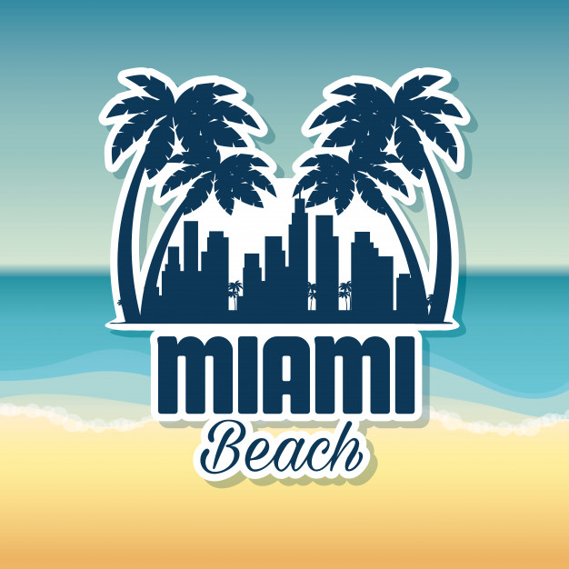 626x626 Miami Beach Cityscape Scene Vector Illustration Design Vector