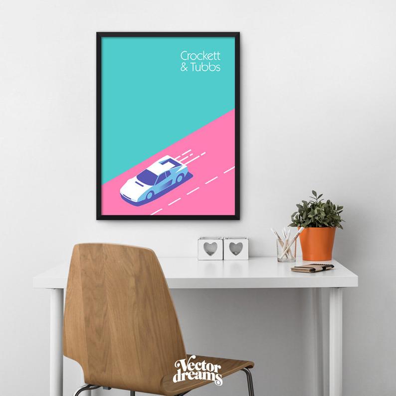 794x794 Miami Vice Crockett Tubbs Retro Minimal Poster Wall Etsy