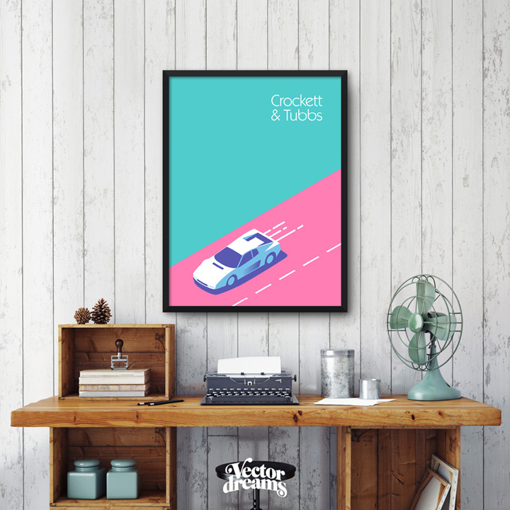 720x720 Miami Vice Crockett Tubbs White Ferrari Vector Dreams