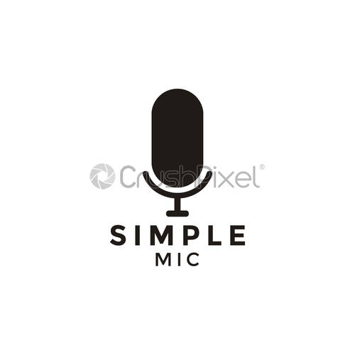 500x500 Microphone Silhouette Logo Design Inspiration, Stock Vector