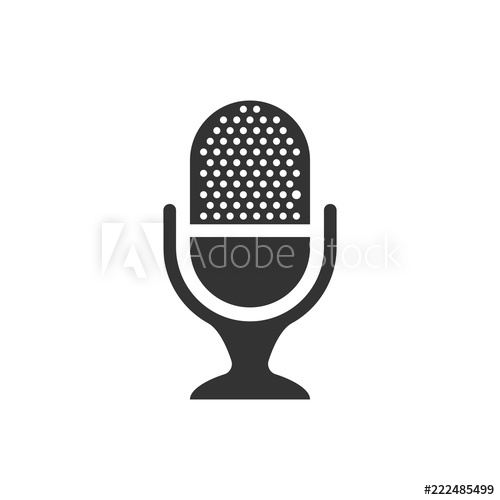 500x500 Microphone Icon In Flat Style Mic Broadcast Vector Illustration