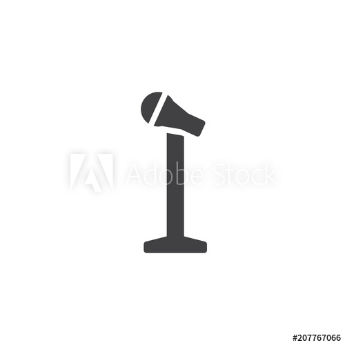 500x500 Microphone On Stand Vector Icon Filled Flat Sign For Mobile