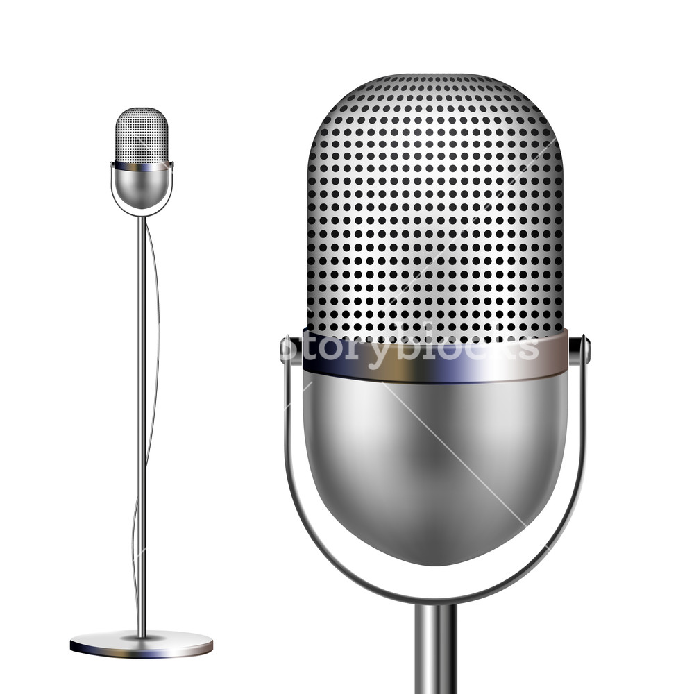 1000x1000 Retro Chrome Microphone With Stand Vector Musical Symbol
