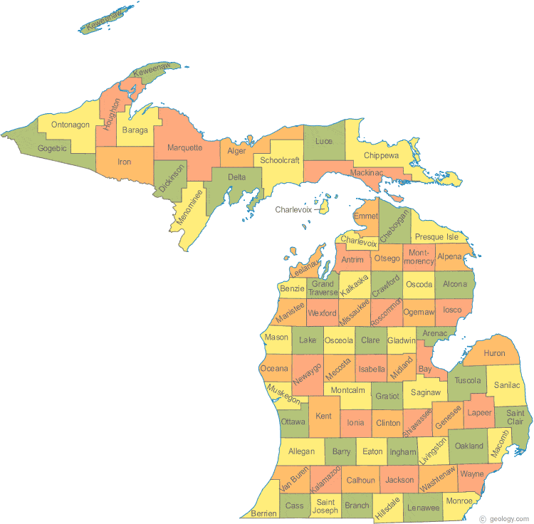 750x736 Map Of Michigan State And Travel Information Download Free Map
