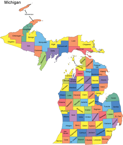 Michigan County Map Vector at Vectorified.com | Collection of Michigan ...