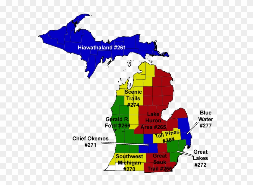 840x614 Michigan Boy Scout Council Map
