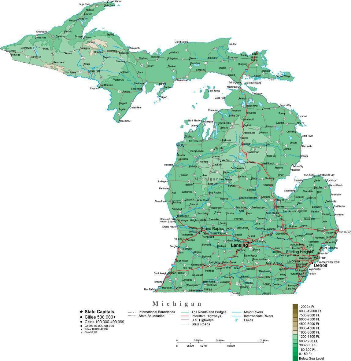 Michigan Map Vector at Vectorified.com | Collection of Michigan Map ...