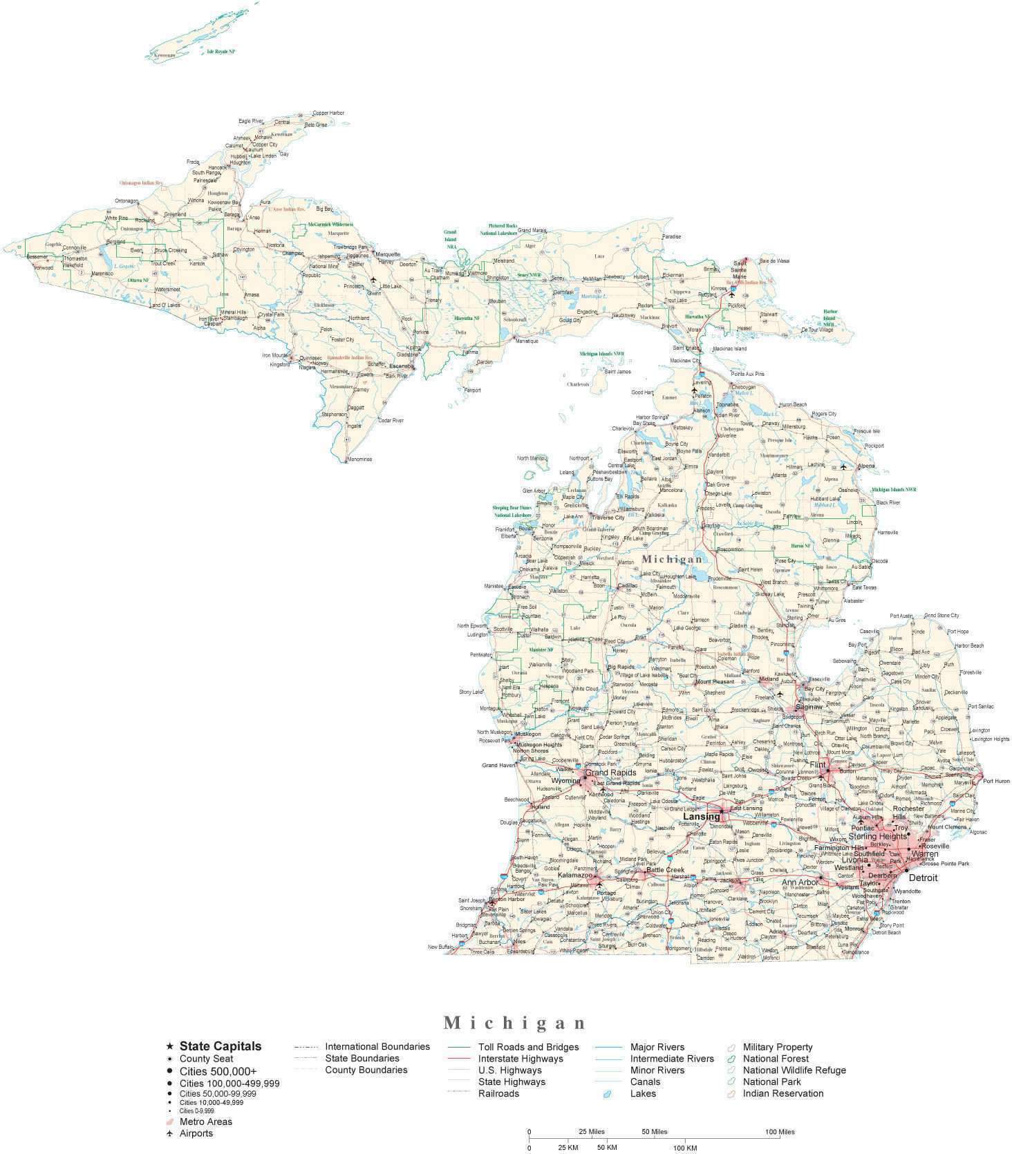 1464x1670 Michigan Detailed Cut Out Style State Map In Adobe Illustrator