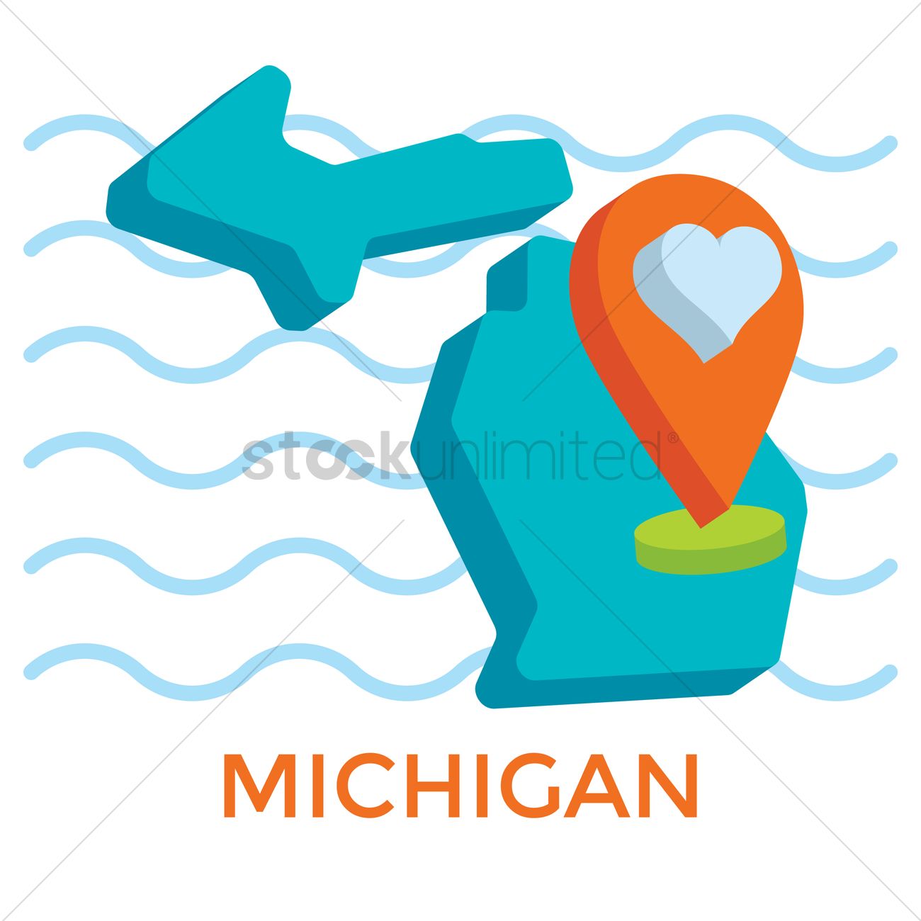1300x1300 Michigan Map Vector Image