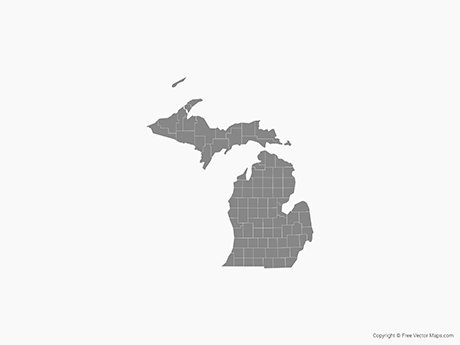 460x345 Vector Map Of Michigan With Counties