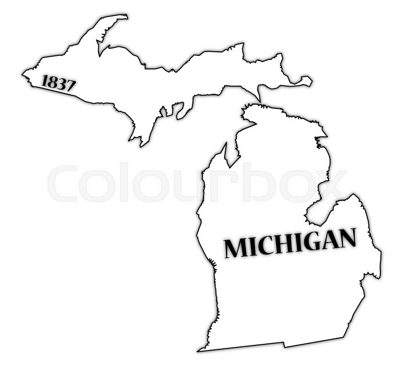 800x727 A Michigan State Outline With The Date Stock Vector Colourbox