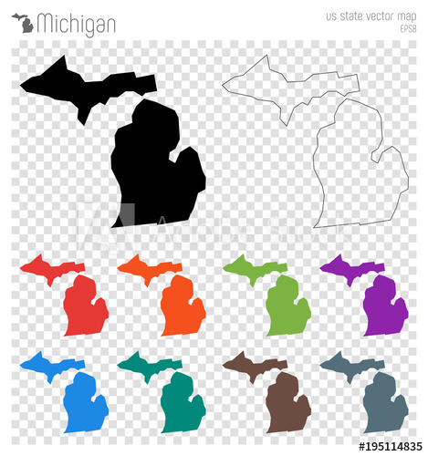 469x500 Michigan High Detailed Map Us State Silhouette Icon Isolated