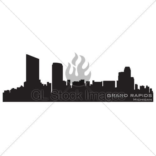 500x500 Grand Rapids, Michigan Skyline Detailed Vector Silhouette Gl