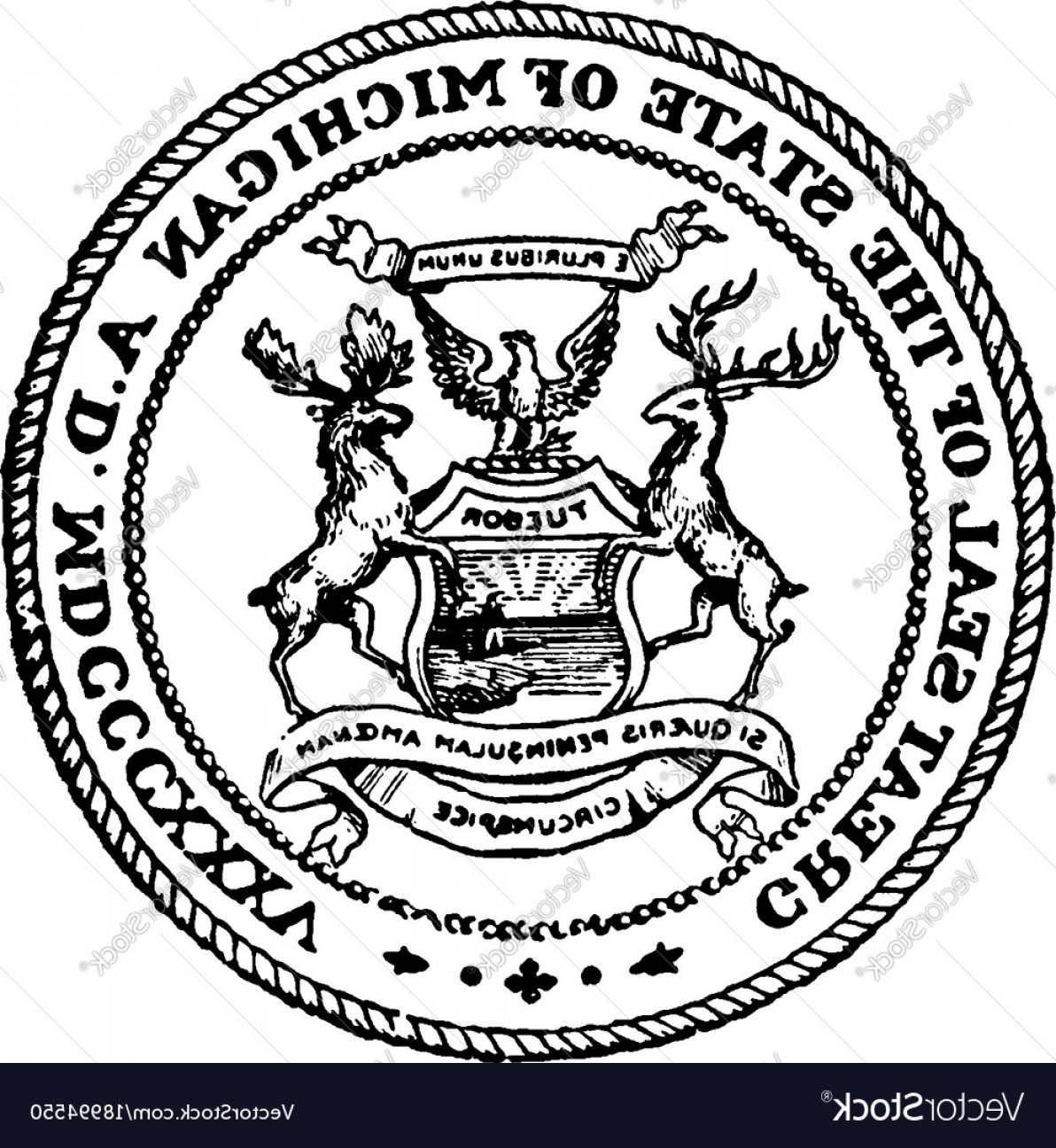 1192x1296 The Great Seal Of The State Of Michigan Vintage Vector Soidergi
