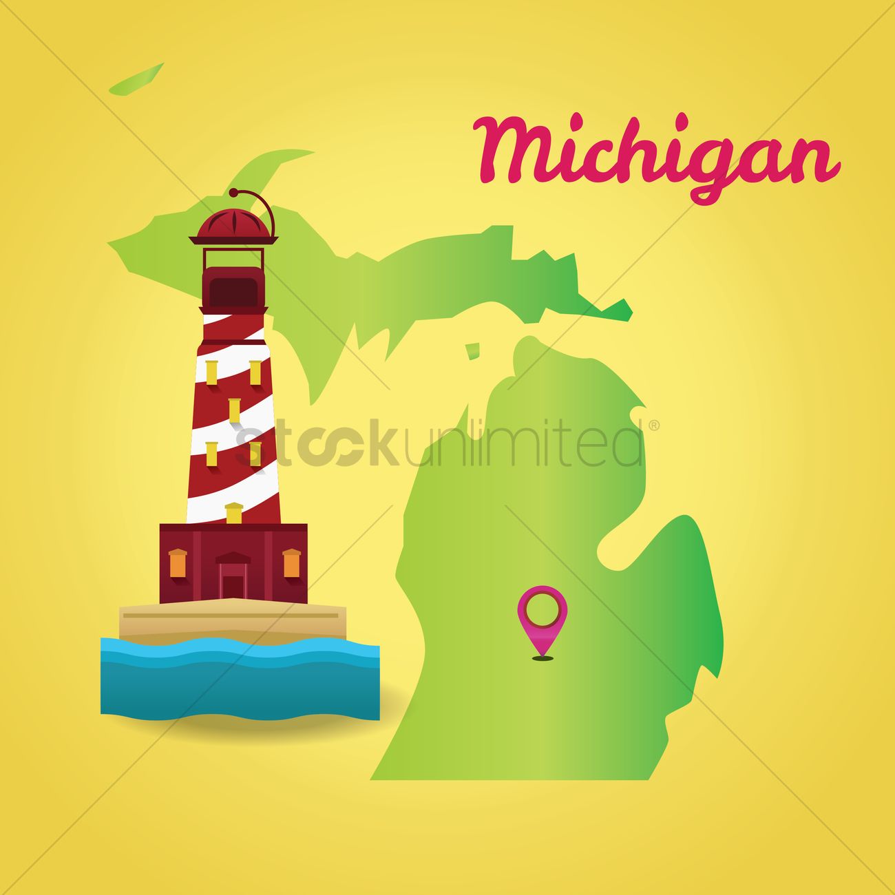 1300x1300 Map Of Michigan State Vector Image