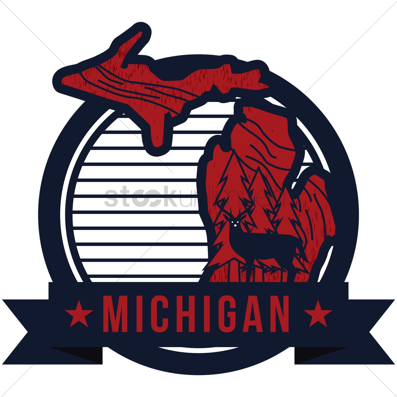 1300x1300 Map Of Michigan State Vector Image