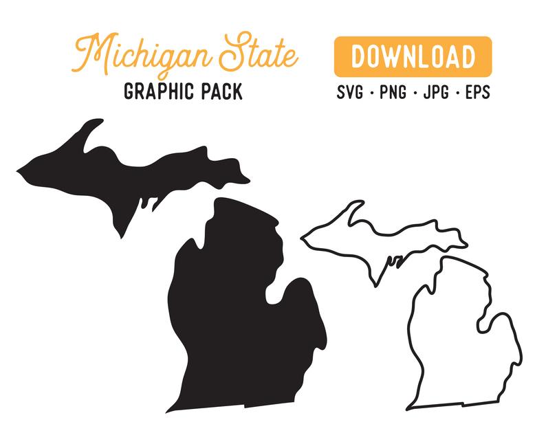 794x630 Michigan Vector State Clipart Bundle Michigan Etsy