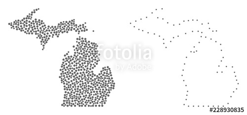 500x234 Dotted And Frame Map Of Michigan State Created With Dots Vector