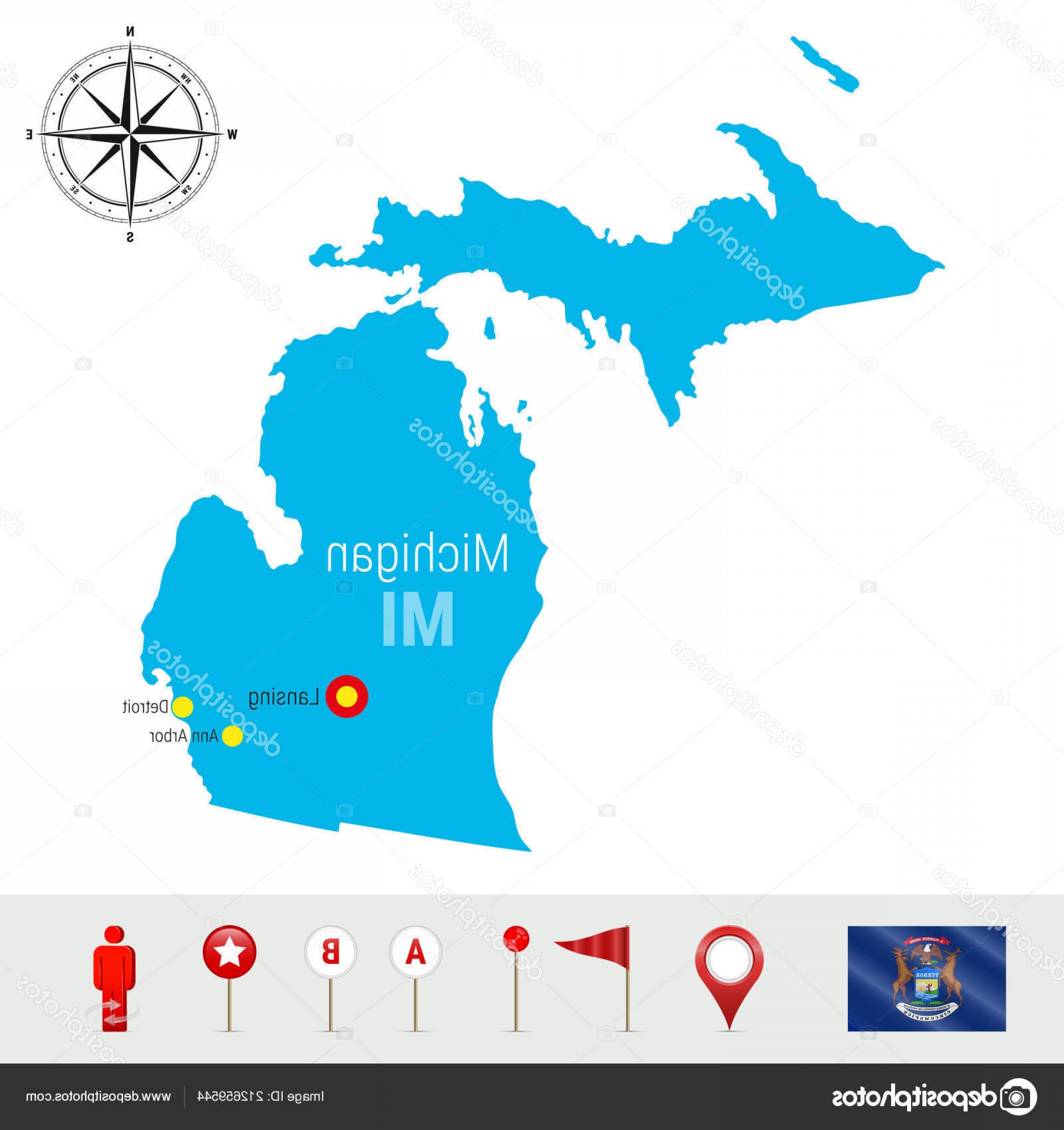 1920x2040 Stock Illustration Michigan Vector Map Isolated White Soidergi