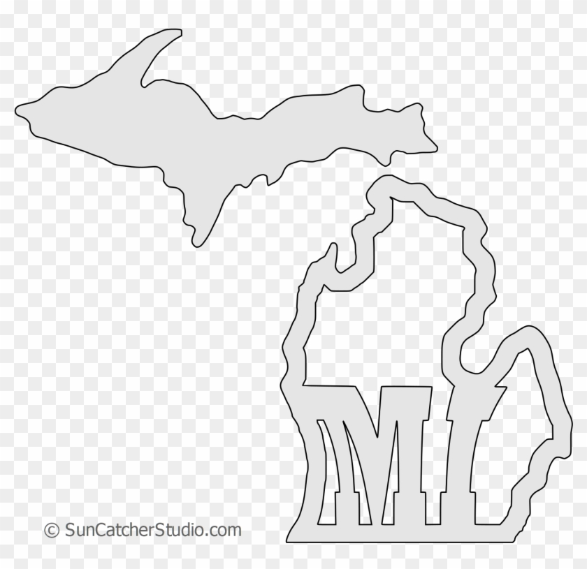 840x815 Michigan Map Shape Text, Outline Scalable Vector Graphic