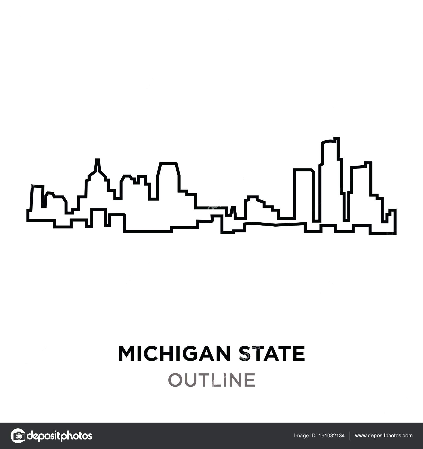 1600x1700 Michigan State Outline State Outline On White Background Stock