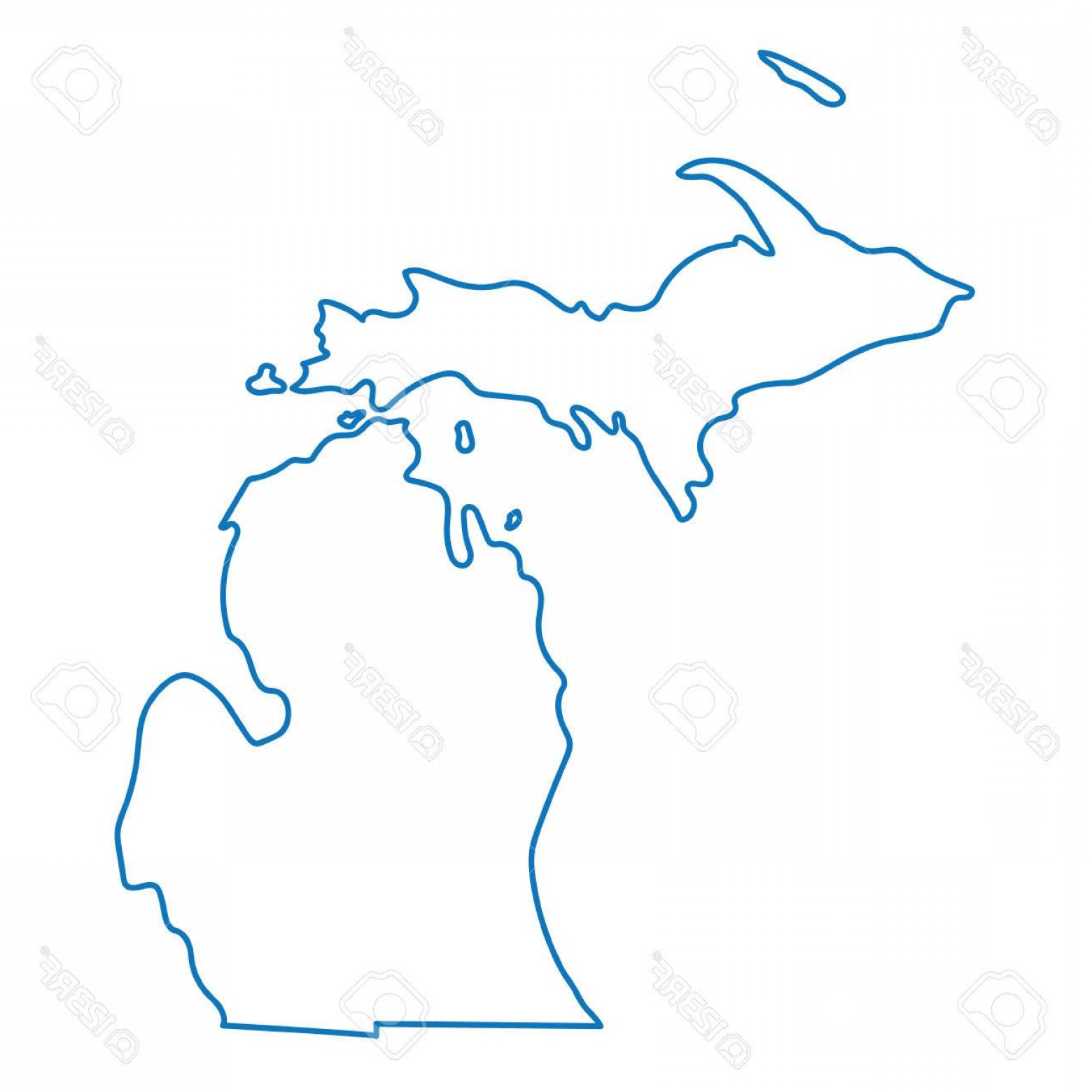 1560x1560 Photostock Vector Blue Abstract Outline Map Of Michigan Soidergi