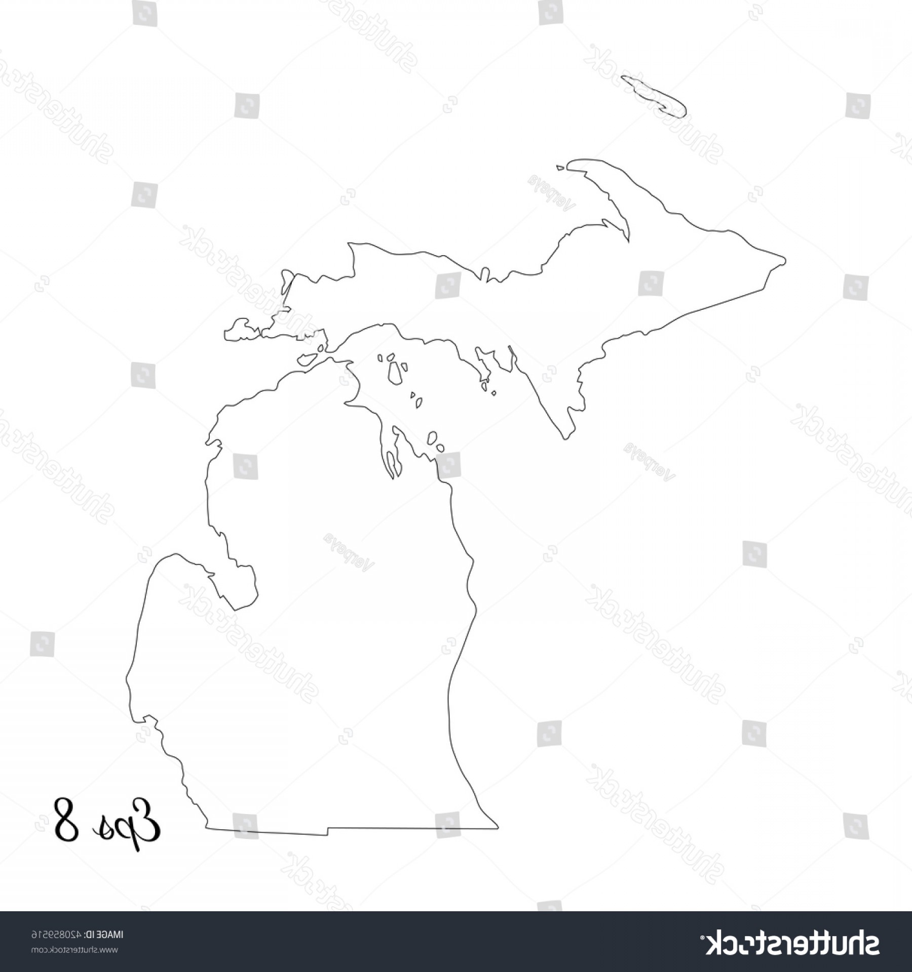 1800x1920 Vector Map Michigan Outline Isolated Illustration Geekchicpro