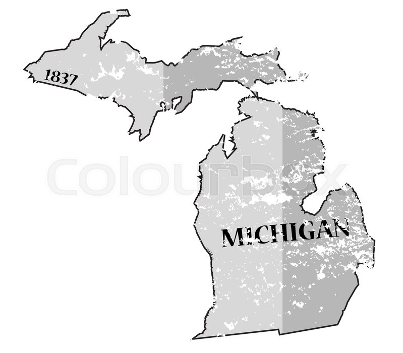 799x700 A Grunged Michigan State Outline With Stock Vector Colourbox