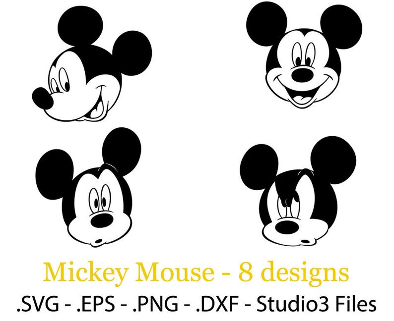 Mickey Mouse Face Designs Vector Cuttable Files Etsy. 