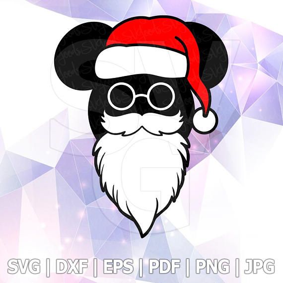 570x570 Mickey Mouse Santa Hat Beard Glasses Layered Dxf Vector