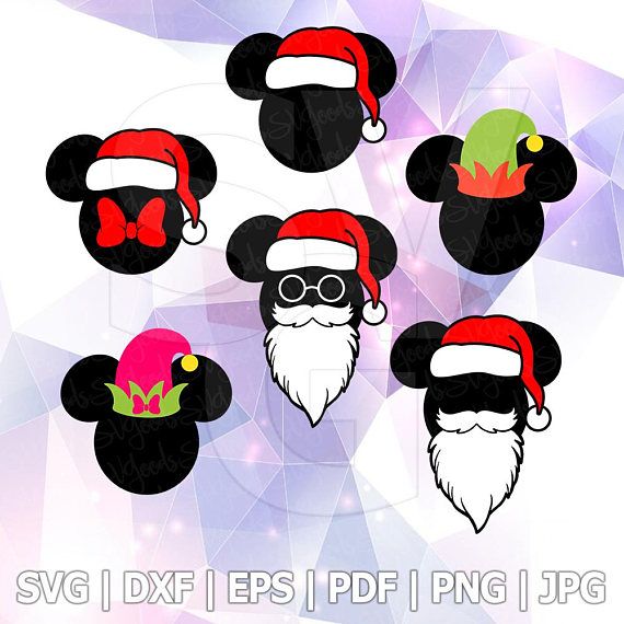 570x570 Mickey And Minnie Mouse Elfs Santa Hat Glasses Layered Dxf