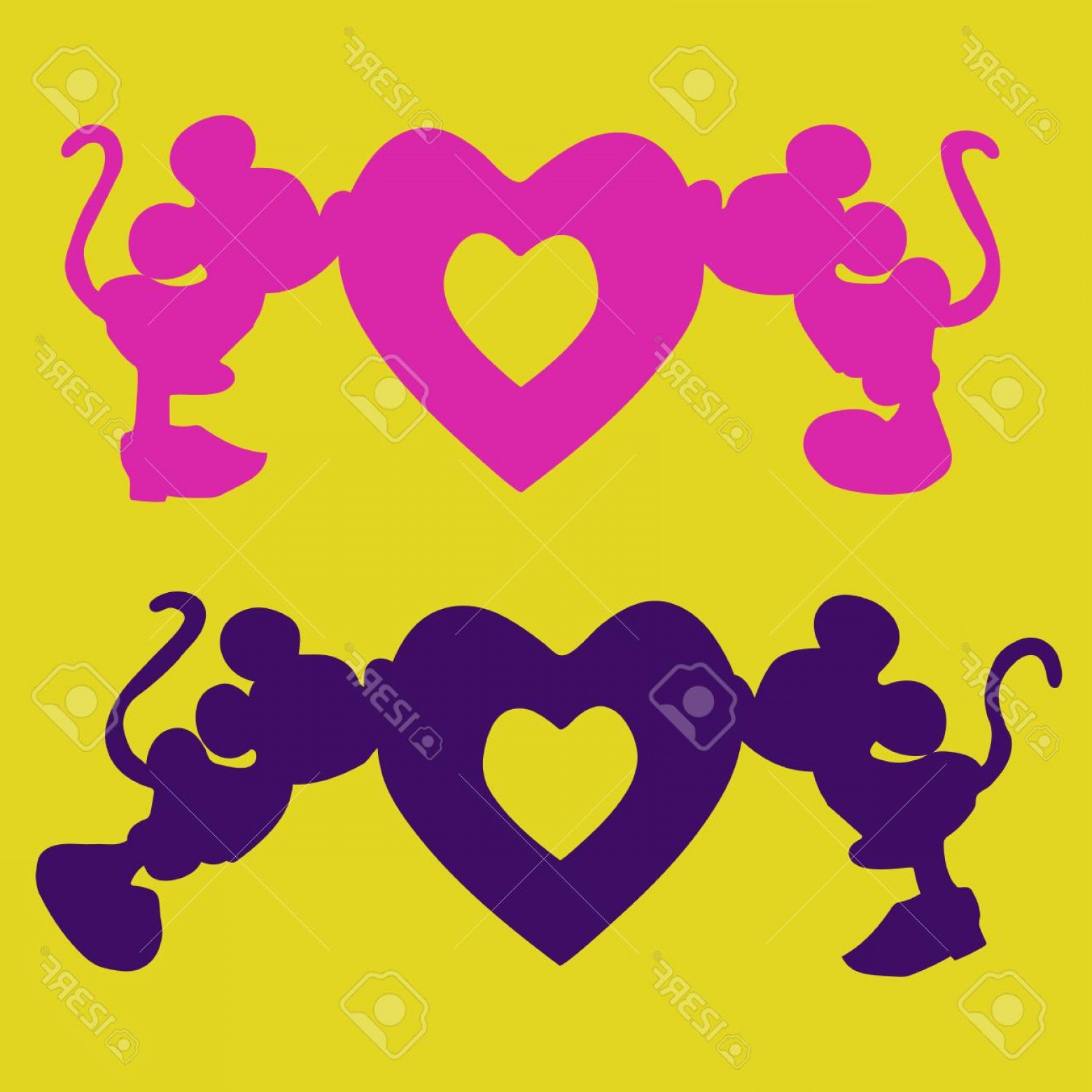 1560x1560 Photostock Vector Silhouette Of Mickey Mouse Boy And Girl Kiss