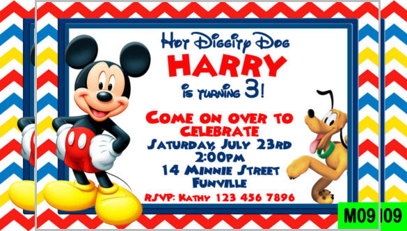 Mickey Mouse Invitation Templates Free Vector 585x333 Mickey Mouse Invitation Templates Free Vector