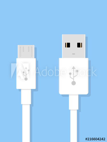 375x500 Micro Usb Cable Background Vector Icon