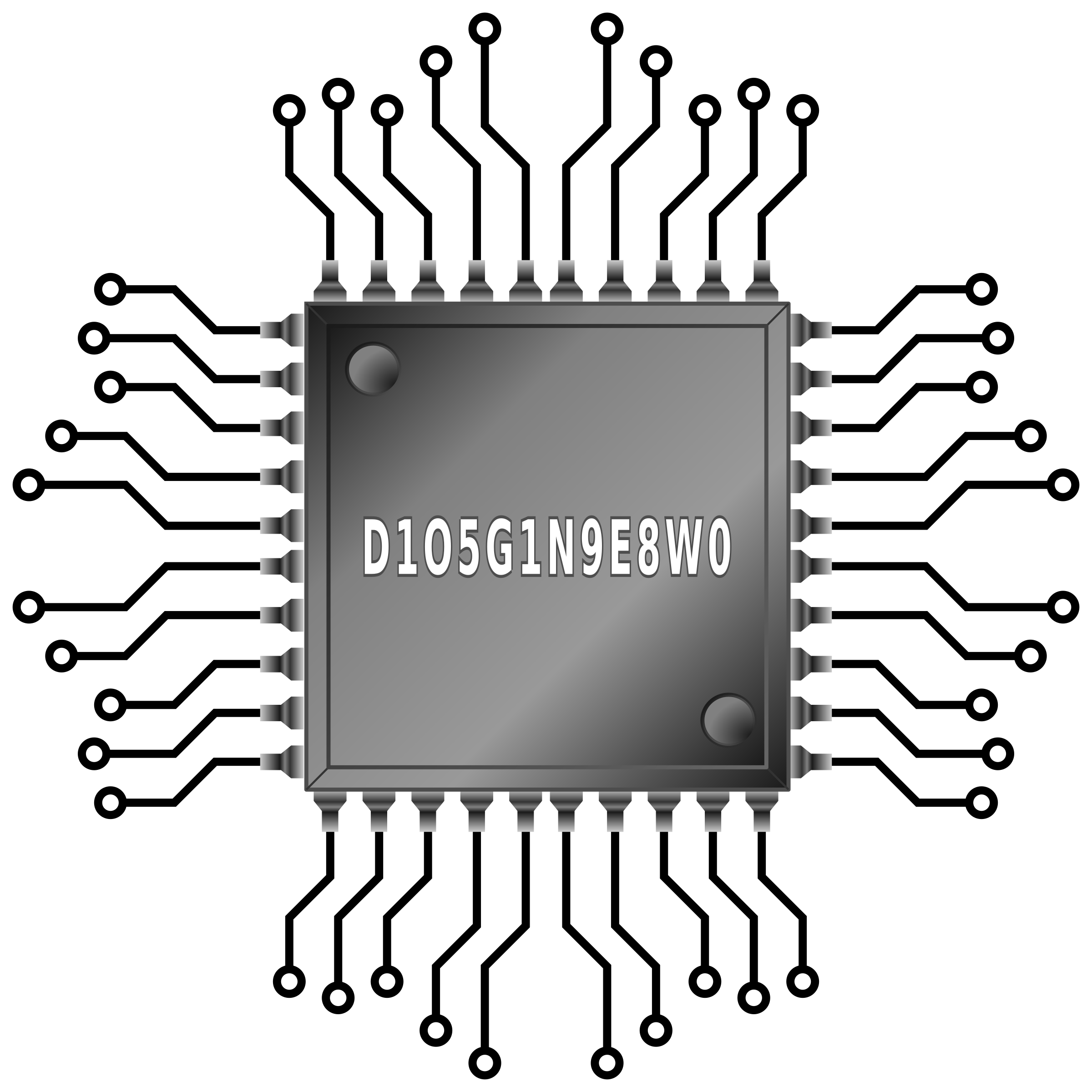 2400x2400 Microchip With Wirings Vector Clipart Image